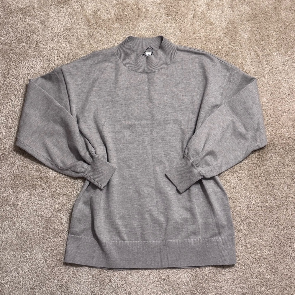 Lightweight Heathered Grey Mockneck Sweater/Sweatshirt Size M